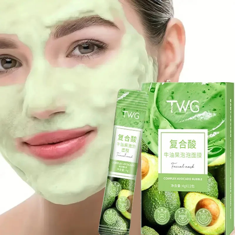 Avocado Bubble Facial Mask 12pc – Deep Cleanse & Moisturize Facial Mask Set Oasis Select