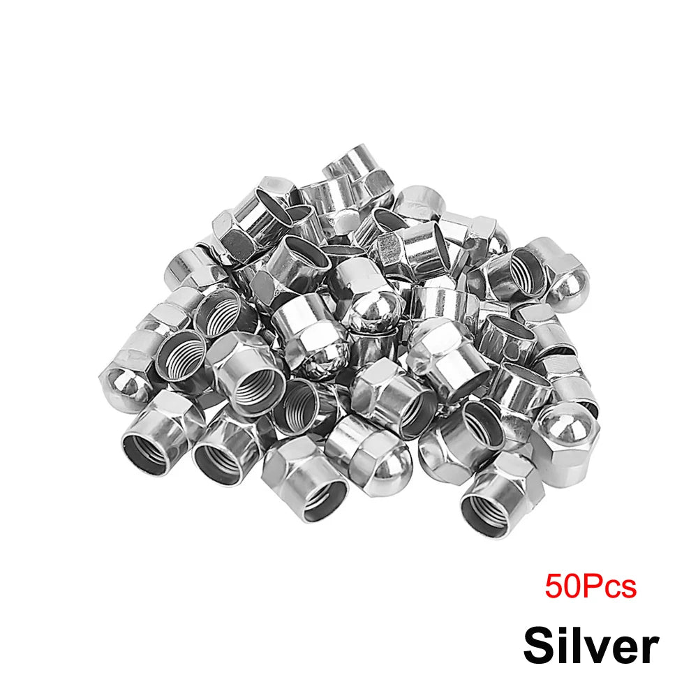 10/50Pcs Tire Valve Cap, with O Rubber Ring, Plastic Dust Proof Covers Universal fit for Cars, Bicycle, Trucks, Motorcycles Oasis Select Silver-50Pcs