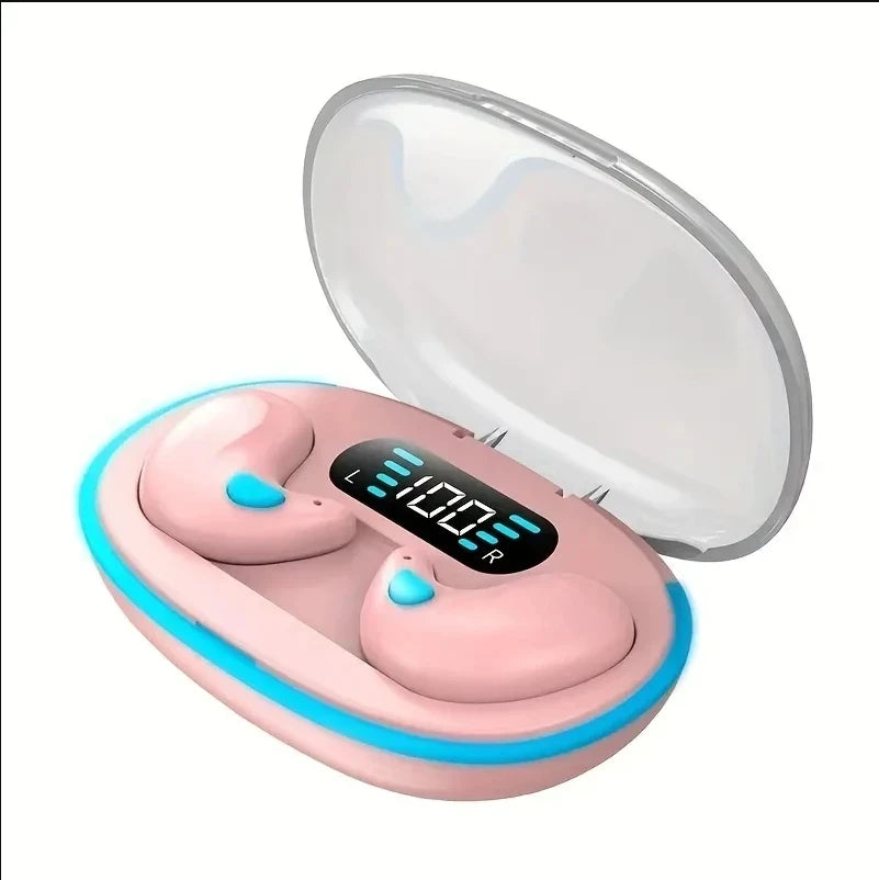 X55 Sleeping Earbuds Wireless Mini Headphones For Work TWS Bluetooth Earphone Stereo Hidden Headsets with Mic HD Call Sport Oasis Select Pink