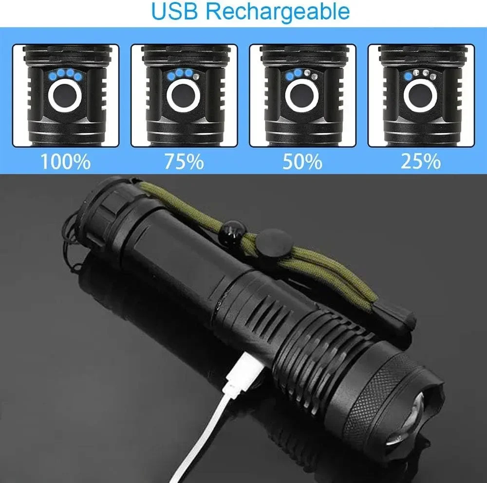 ZHIYU P50 Zoomable LED Tactical Flashlight – 500m Rechargeable
