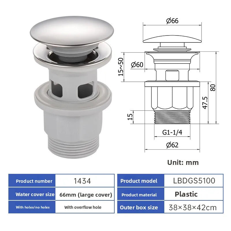 Pop Up Drain Stopper with Overflow, Lavatory Basin Drain without Overflow Black, Chrome or Oil Rubbed Bronze or Antique Oasis Select 1342-