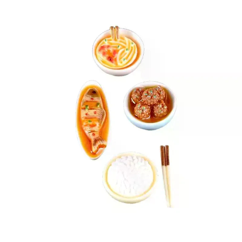 1/12 Dollhouse Miniature Chinese Dishes Food Models Dollhouse Kitchen Decoration DIY Dolls House Dining Room Ornaments Oasis Select
