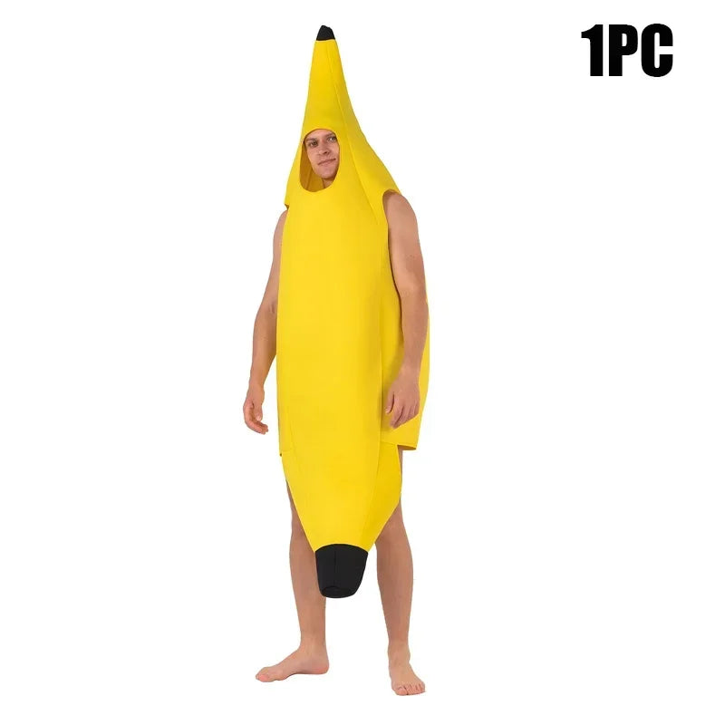 Kids Halloween Banana Costume Fruit Outfit Stage Performance Clothes Parent Child Matching Kindergarten Role Play Decoration Oasis Select Adult-1PC