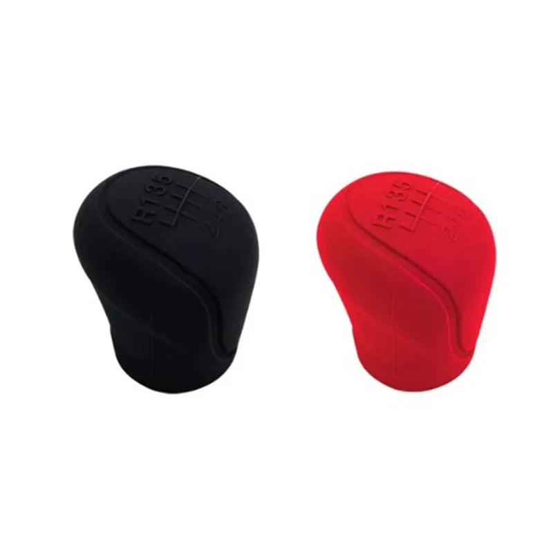 Car Silicone Gear Shift Knob Cover Gear Shift Non-Slip Grip Handle Protective Covers Manual 5 6-speed Car Interior Accessories Oasis Select Black-Red 2pcs