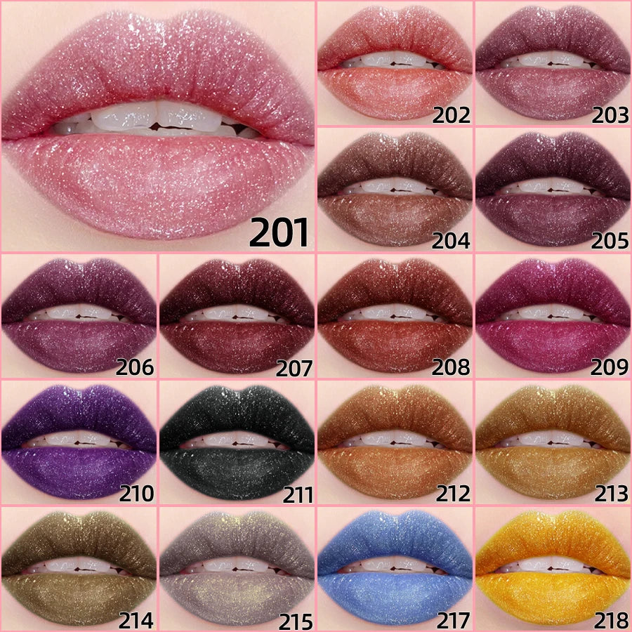 MCD Glitter Lip Gloss – 18 Shades, Waterproof & Long-Lasting