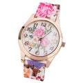 Women's Floral Dial Quartz Watch – Elegant Silicone Wristwatch