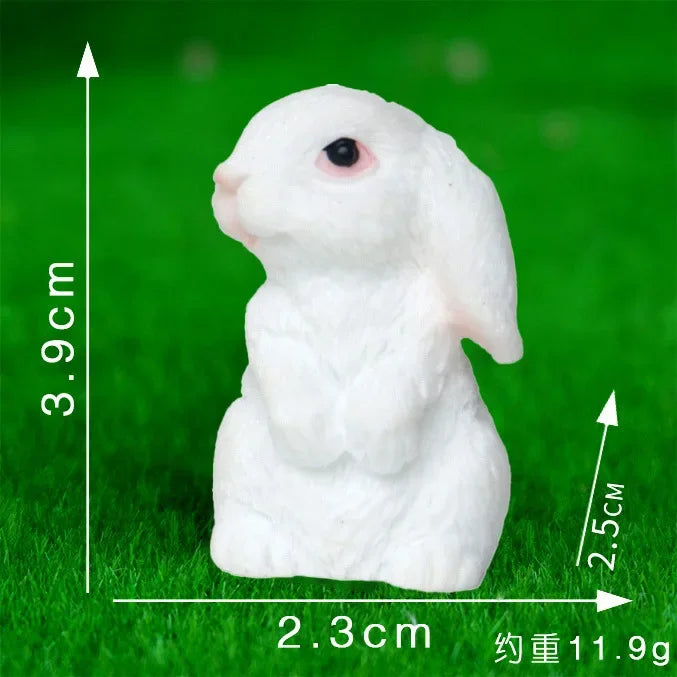 White Hare Dollhouse Ornament Easter Decoration Resin Bunny Statue Miniature Rabbit Figurine Micro Landscape Fairy Garden Oasis Select 02 white