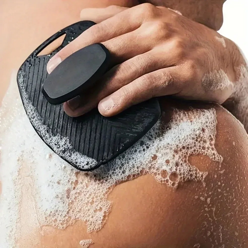 Soft Silicone Body Shower Scrub Brush, Handheld Facial Cleansing Oval Tool Gentle Exfoliation Massage Skin Bathroom Accessory Oasis Select
