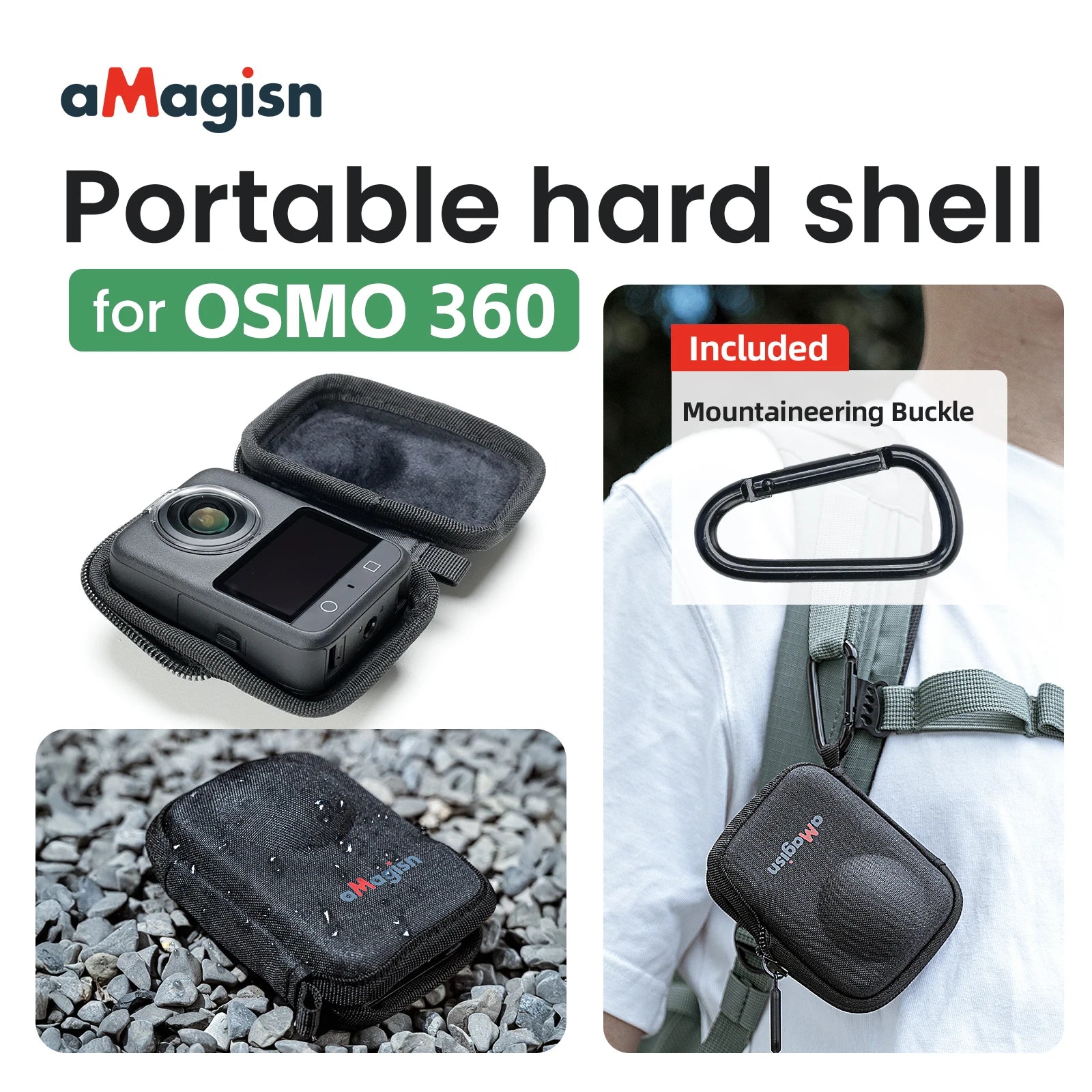 Hard Shell Case for DJI Osmo 360 – EVA Carry Bag + Hook