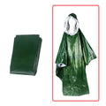 Hooded Waterproof Emergency Rain Poncho with PE Thermal Blanket for Outdoor Camping Hiking Travel Motorcycle Rain Gear Oasis Select Green