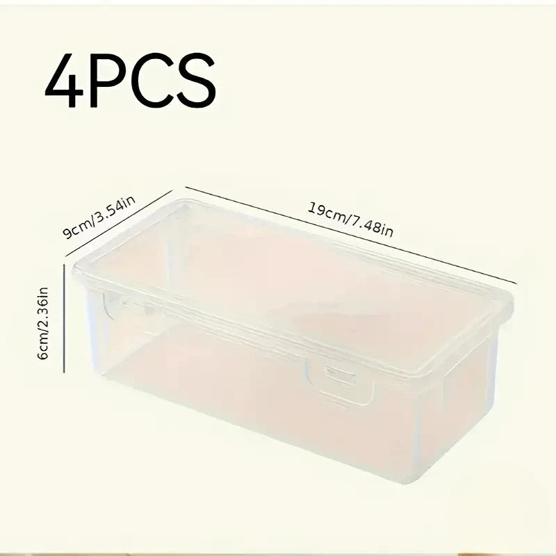 4 Pack Clear Plastic Storage Boxes with Lids, Stackable Transparent Organizer Containers for Office Supplies, Art Crafts,Pencils Oasis Select