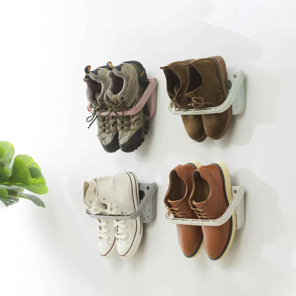 1pcs Wall Mounted Shoe Rack Foldable Door Hanger Storage Organizer Collapsible Shoes Shelf Slippers Sneakers Canvas Sandals Oasis Select