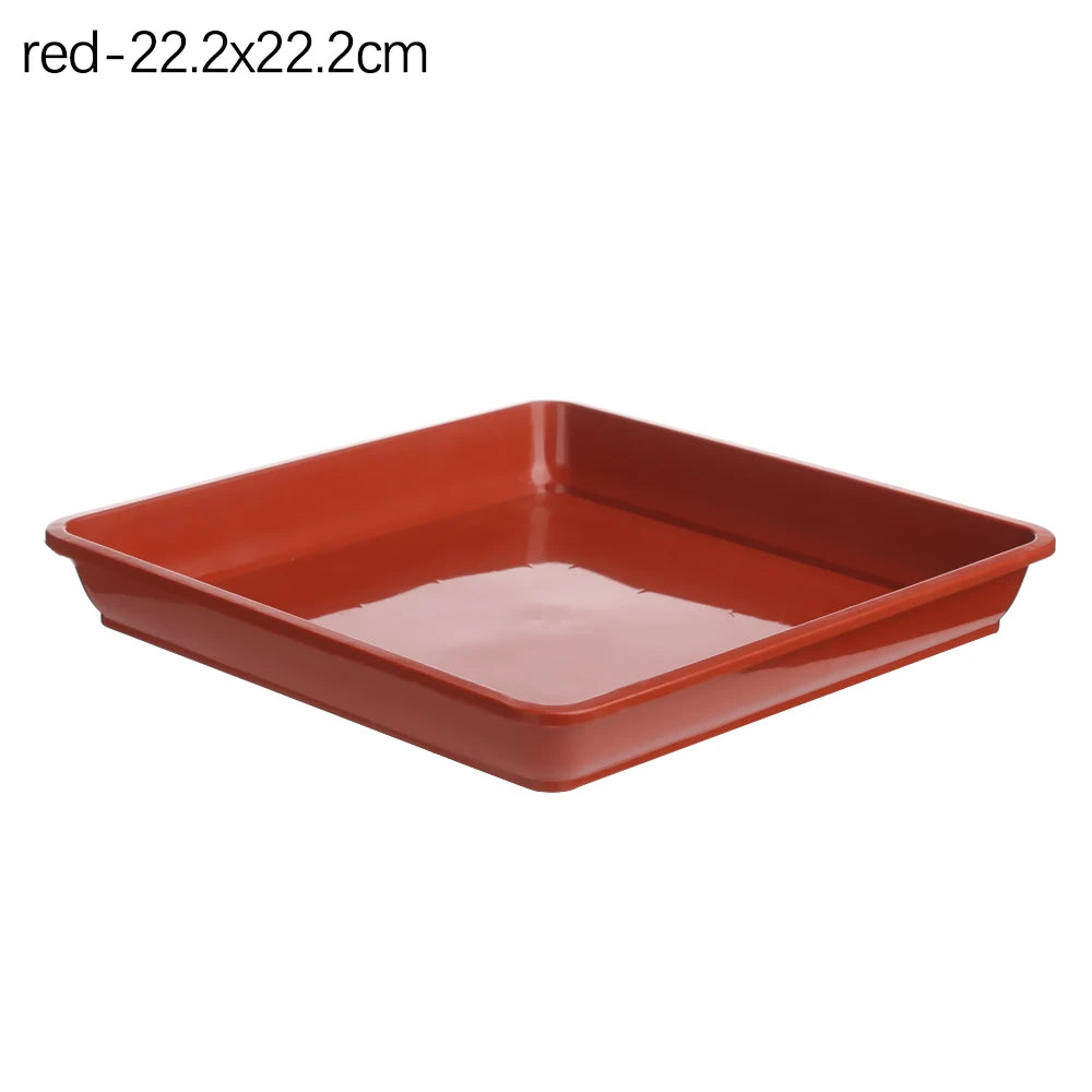 1PC Plastic Heavy Duty Drip Trays Durable Square Plant Saucer Base Flower Pot Indoor Outdoor Garden Supplies Oasis Select red-22.2x22.2cm