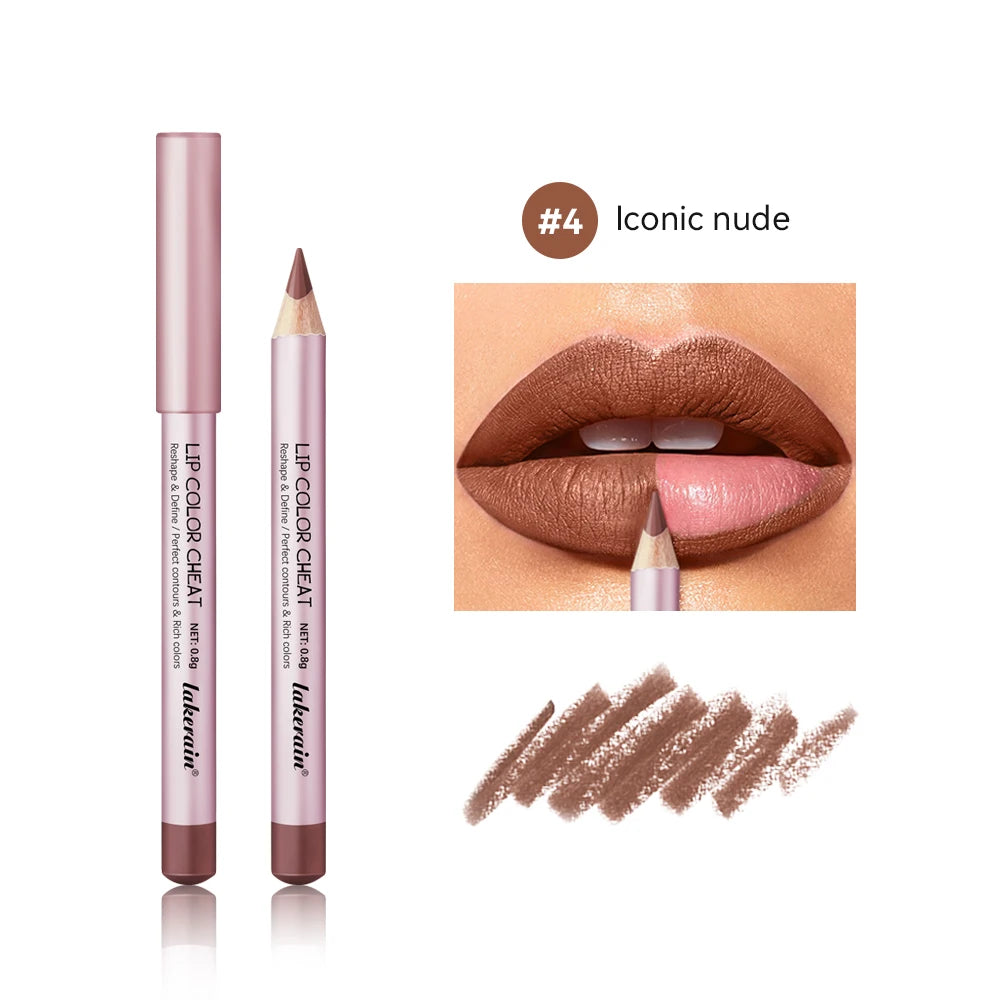 Matte Lip Pencil Waterproof Contour Brown Lip Liner Stain Hot Waterproof for Lips Permanent Lips Profiler Long Lasting Lipsticks Oasis Select 4Iconic nude