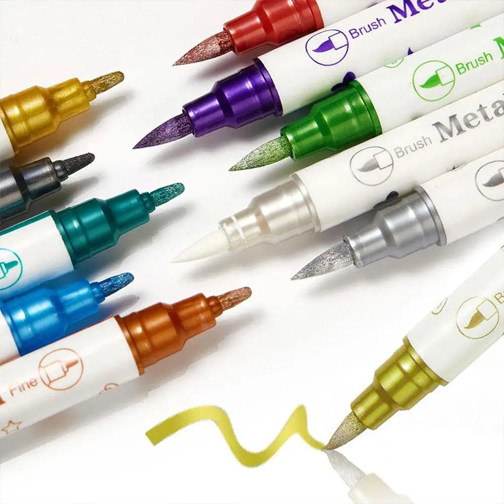 10color/pack Nail Paint Pen Temporary Tattoo Pen with Tattoo Templates Set Double-ended Doodle Marker Drawing Pen Oasis Select