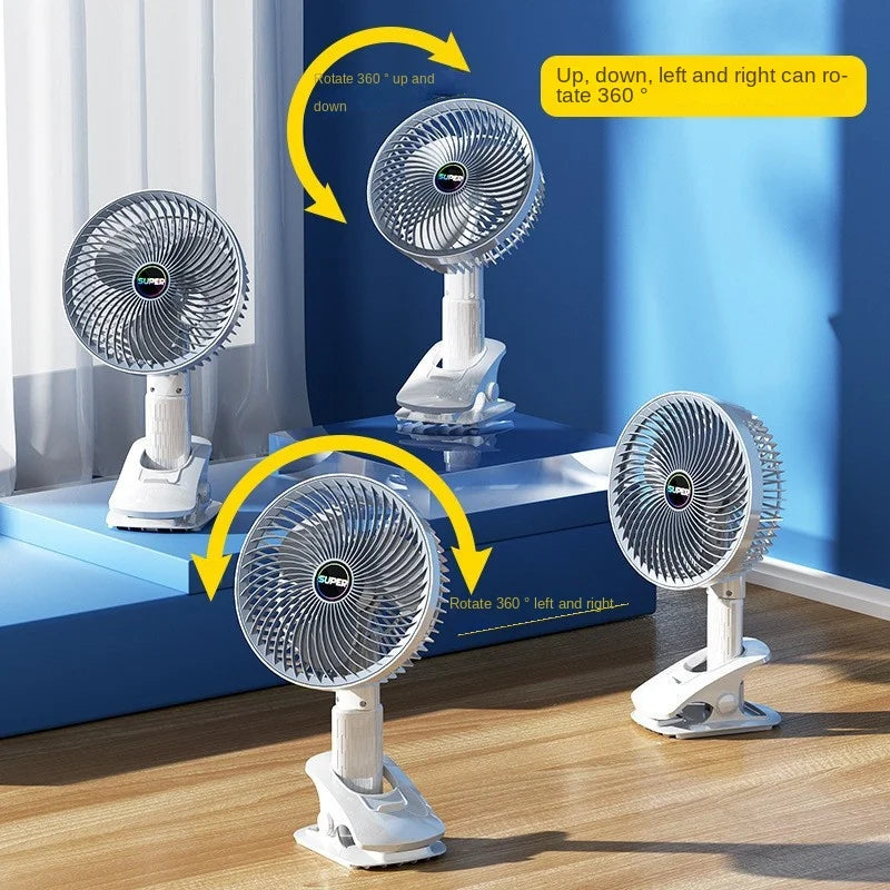 Portable Clip Fan USB Rechargeable 3-gears Wireless Electric Handheld Fan Clip Circulator Cooling Fan For Camping Desktop Office Oasis Select