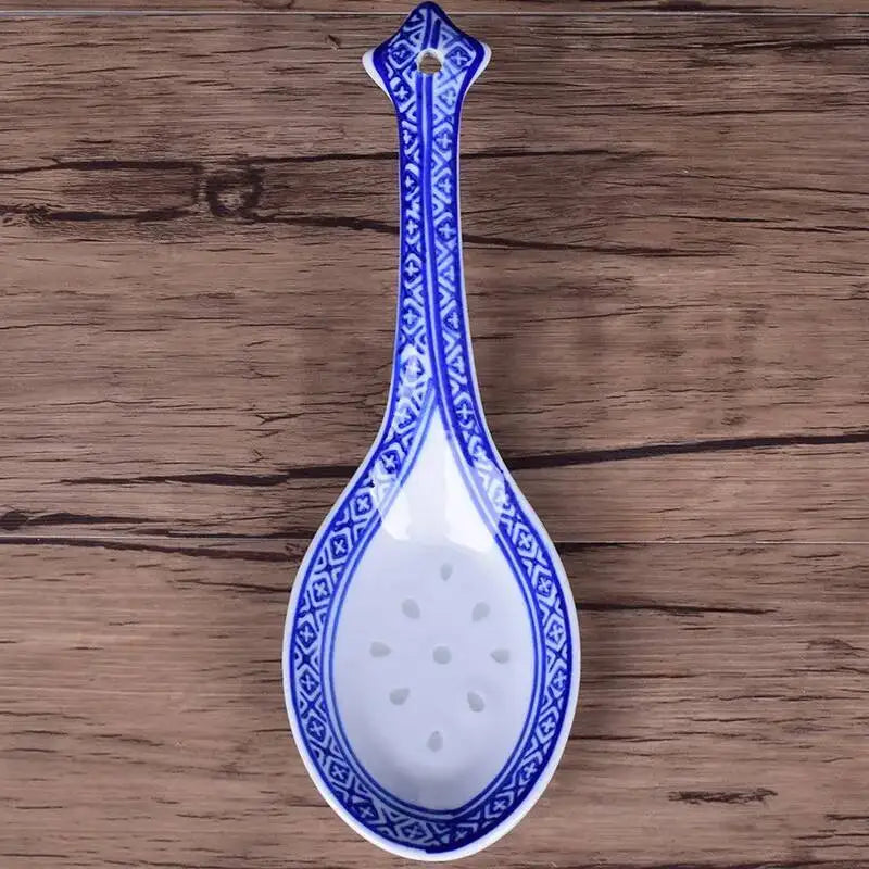 Ceramic Rice Spoon Blue And White Porcelain, Large Size Rice Noodles Spoon Kitchen Tablewear Oasis Select Old-fashioned
