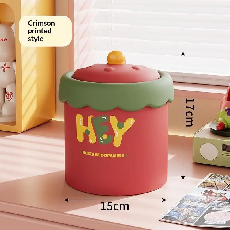 Small Desktop Trash Can with Lid – Cute Mini Waste Basket
