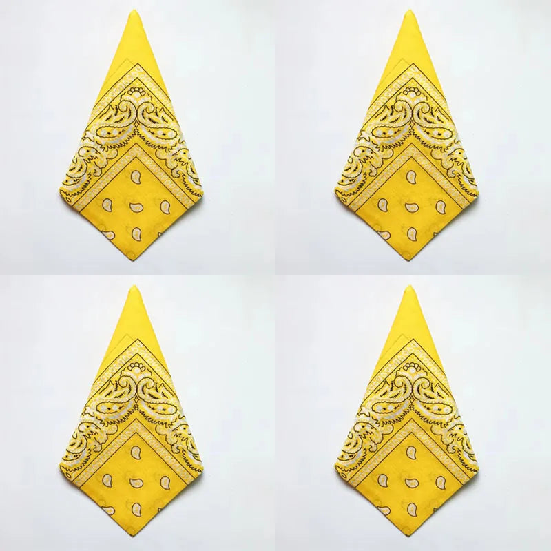 1/4pcs Men Women Bandana Hairband Cowboy Mens Biker Sports Headwear Wrist Hairwrap Single Sided Head Wrap Scarf Paisley Oasis Select 4pcs yellow