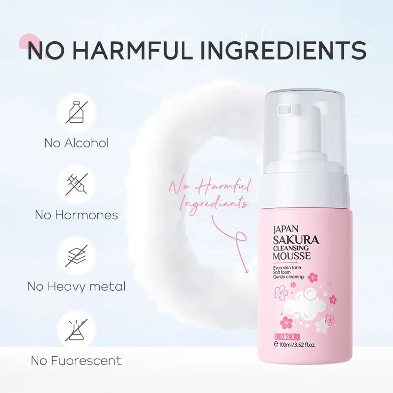 LAIKOU Sakura Facial Mousse Cleanser – Brightening & Hydrating Foaming Facial Cleanser Oasis Select