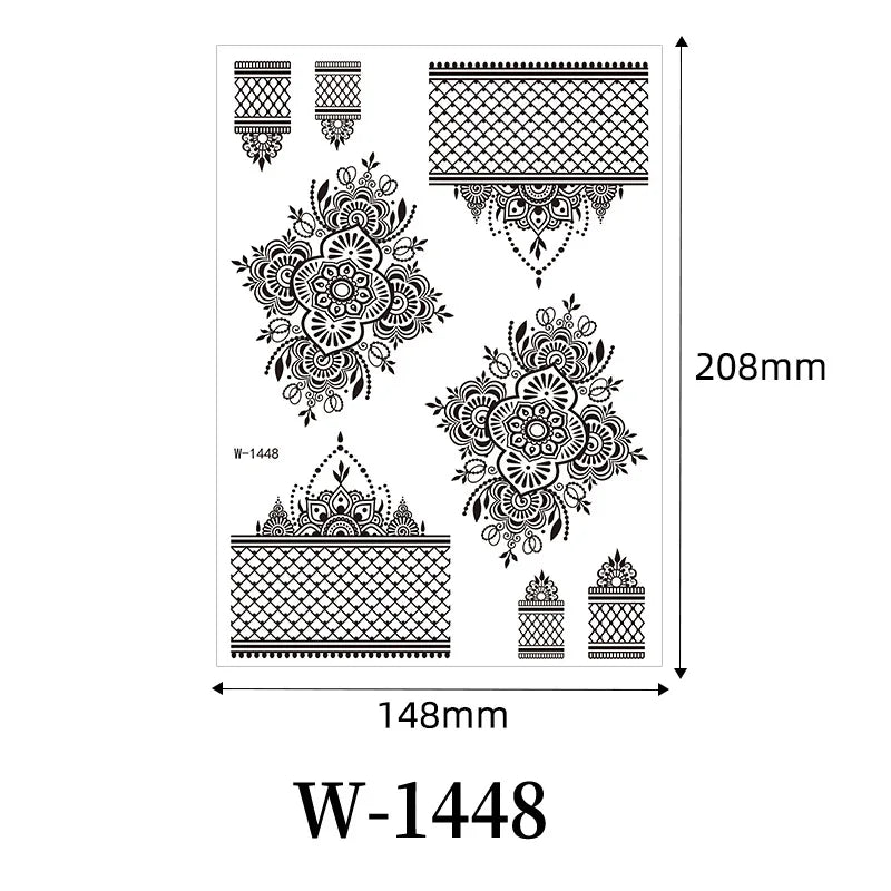 Black Henna Temporary Tattoo – Mandala Mehndi Body Stickers