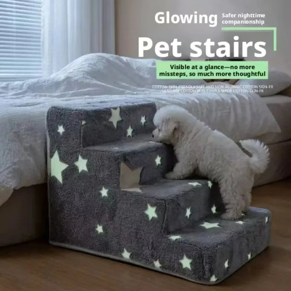 Noctilucent Star Shape 3/4 Pets Steps Foam Dogs Secure Stairs Ramps Pet Steps for Protect Older Dogs Non-Slip Pet Sofa Bed Ladde Oasis Select
