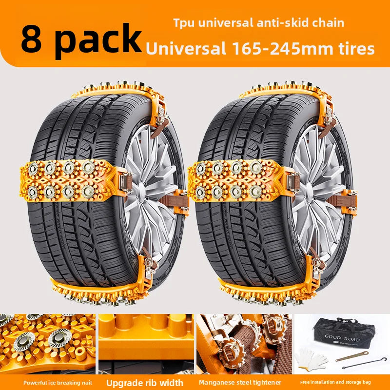 Automobile tire anti-skid chain, sedan off-road vehicle universal anti-skid escape chain Oasis Select 8PCS