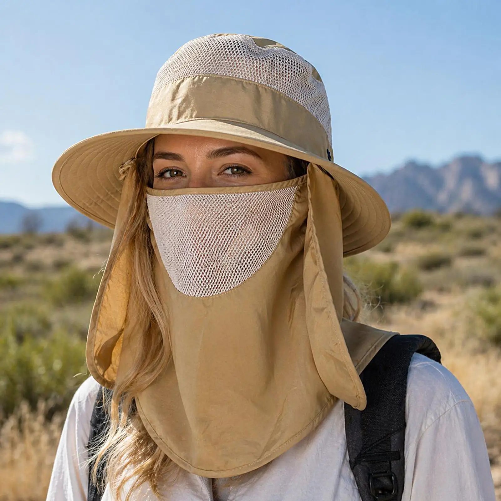 Sun Hats Summer Wide Brim Waterproof Quick-drying Face Neck Cover Fishing Sun Protection Caps Outdoor Visor Bucket Hats Oasis Select