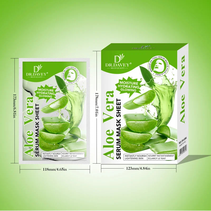 DR.DAVEY Aloe Vera Sheet Mask – Hydrating, 10 Pack