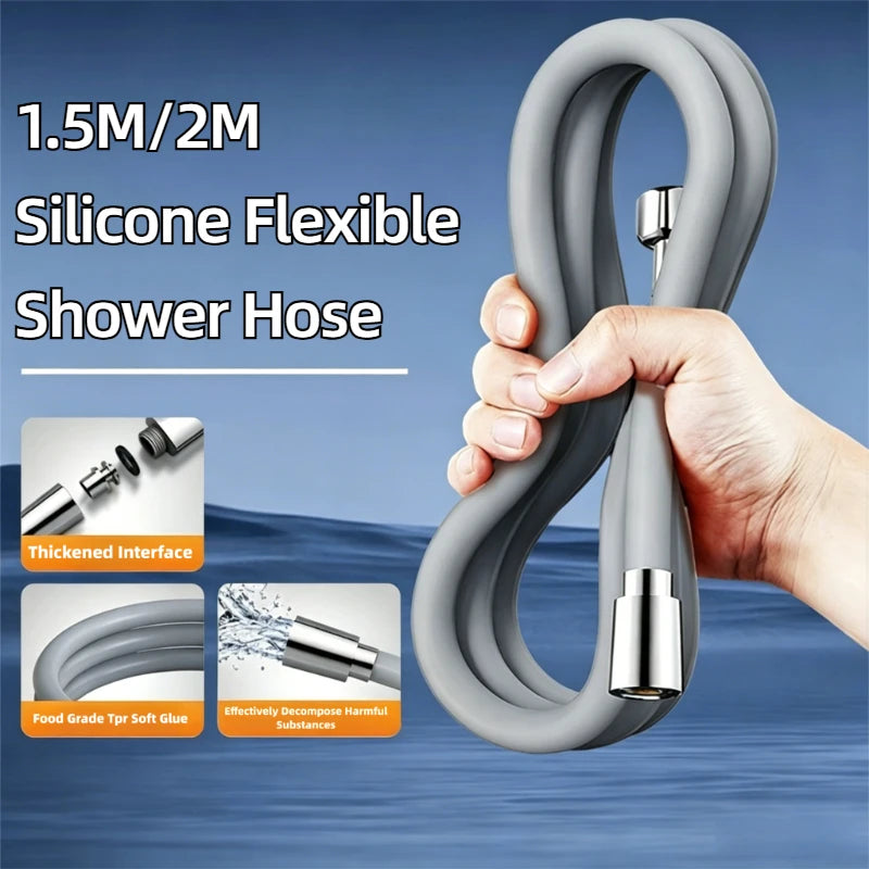 1.5/2M Bathroom Silicone Shower Tube Bend Arbitrarily Hose Explosion Proof Anti-winding Shower Hose Bathroom Faucet Accessories Oasis Select