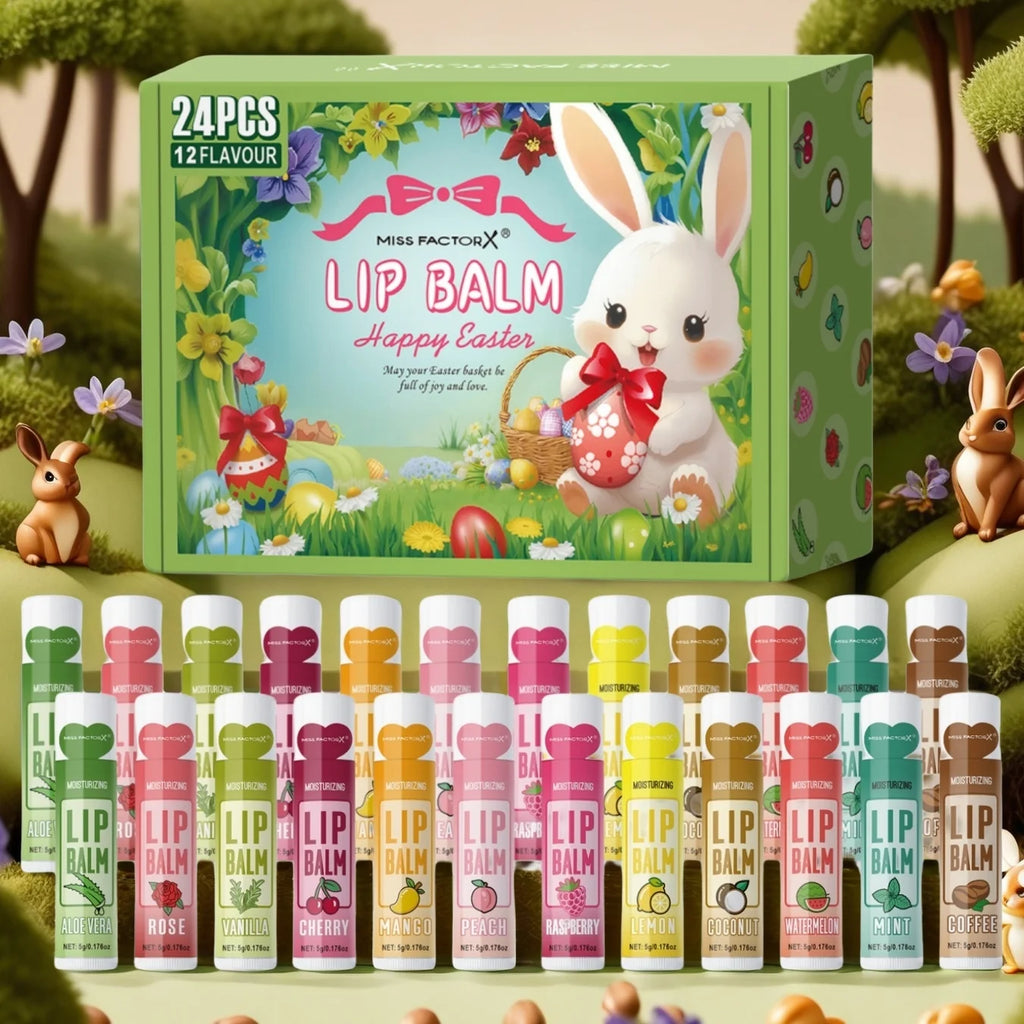 24PCS/box, Lip Balm Set, Moisturizing and Glossy, Easter Gift Set, Suitable for Dry Lips, Women's Gift Mother's Gift, Party Supp Oasis Select