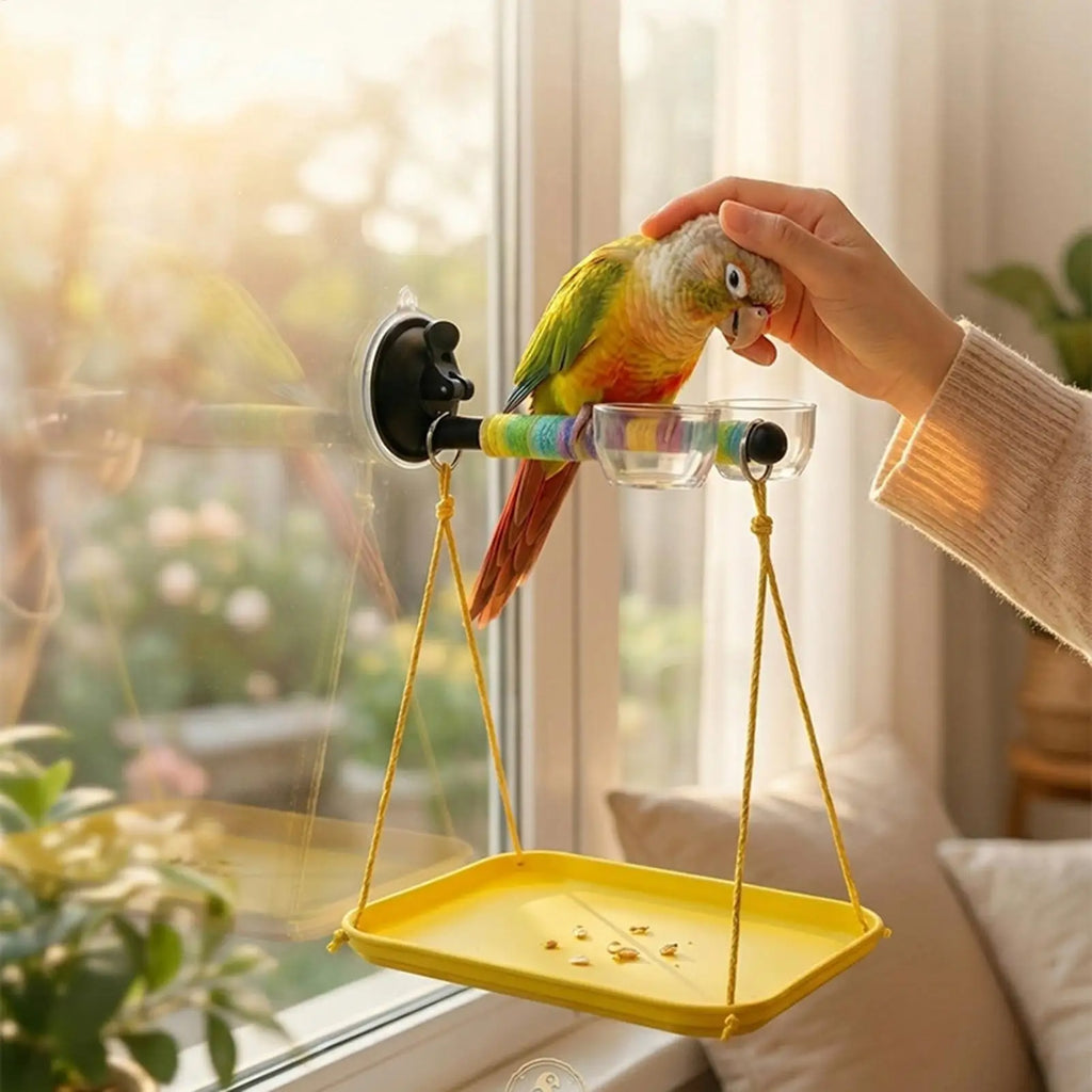 Bird Perch Stand Suction Cup Grinding Stick Window Bird Perch Toy for Parakeet Cockatiel Conure Parrot Lovebirds Car Outdoor Oasis Select