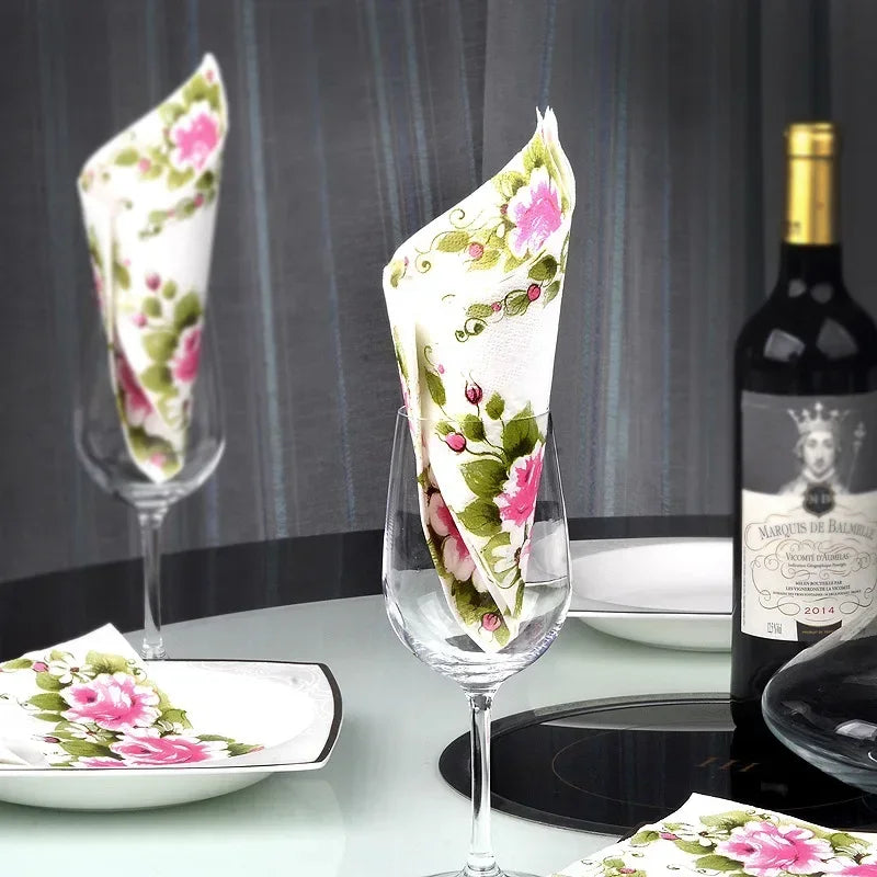 20PCS Rose Flower Assorted Vintage Napkins Decoupage Materials Christmas Paper Towels Crafts Disposable Tableware беби бон Oasis Select