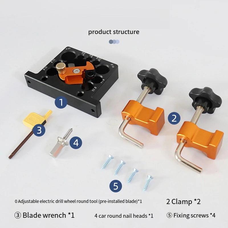 WISH 8Mm-20Mm 9-Holes Adjustable Dowel Maker Jig Or Carbide Blades Electric Drill Milling Dowel Round Rod Auxiliary Tool Oasis Select