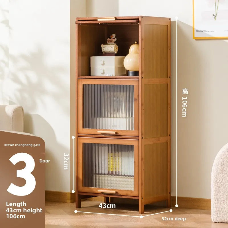 with door dustproof floor rack children's book cabinet household living room multi-layer storage cabinet storage display cabinet Oasis Select 43 long three doors