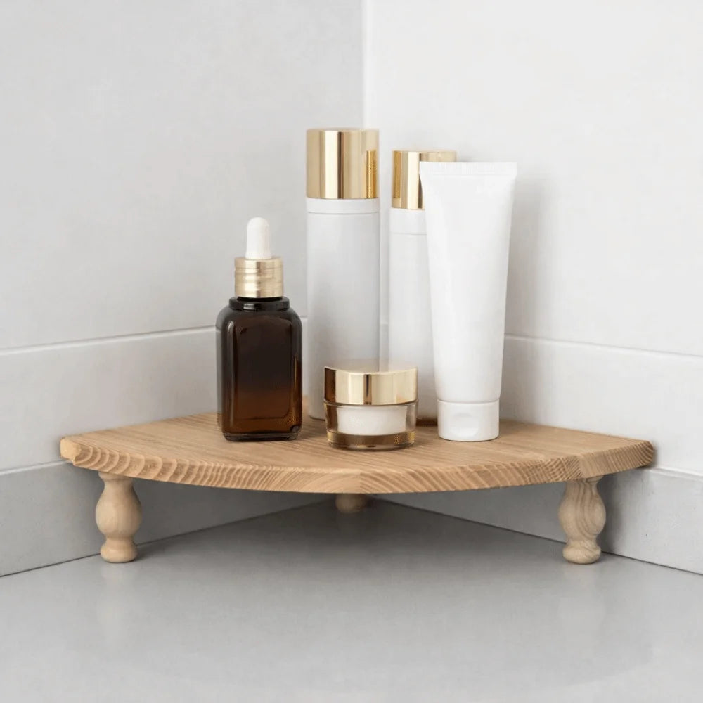Wooden Fan-Shaped Corner Shelf | Decorative Storage Rack