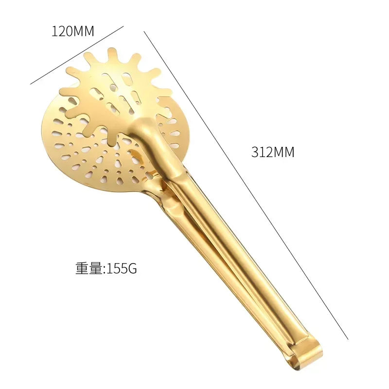 Gold Stainless Steel Food Clip Fried Food Clip Creative Steak Drain Filter with Filter Mesh Leakage Kitchen Tools Oasis Select B
