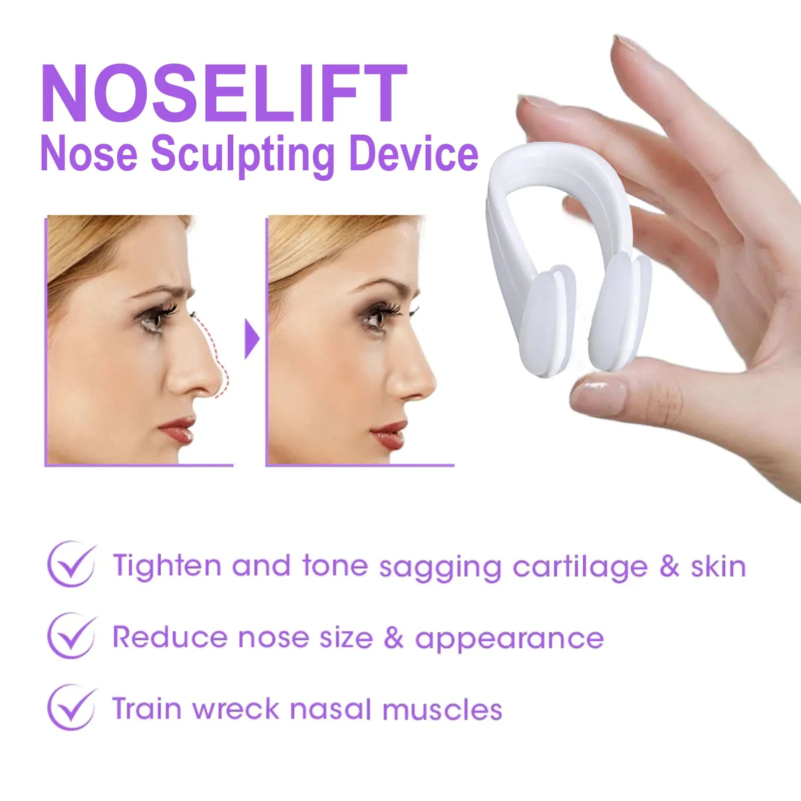 Nose Beauty Clip Silicone Massager EMS Vibration Facial Contour Tool Gentle Lifting Shaper Daily Face Care Bridge Device Oasis Select
