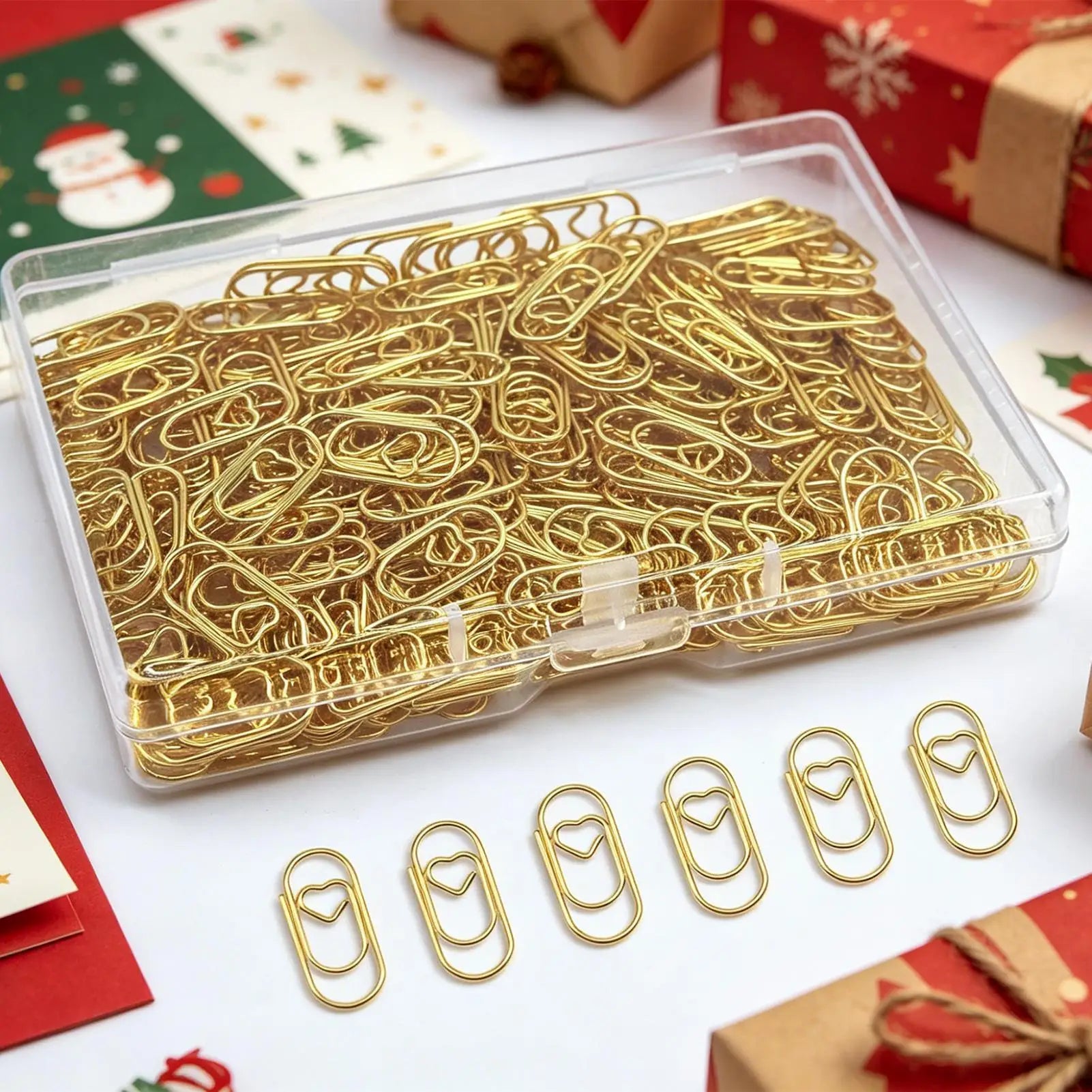 100Pcs Creative Mini Heart Paper Clips Paperclip Card Photo Tickets Holder Binder Clamps For Notebook Planner Bookmarks Clip Oasis Select
