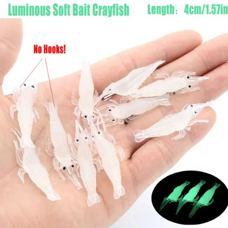 Luminous Shrimp Silicone Artificial Bait Simulation Soft Prawn With Hooks Carp Wobbler For Fishing Tackle Lure Carp Oasis Select 20 white no hooks