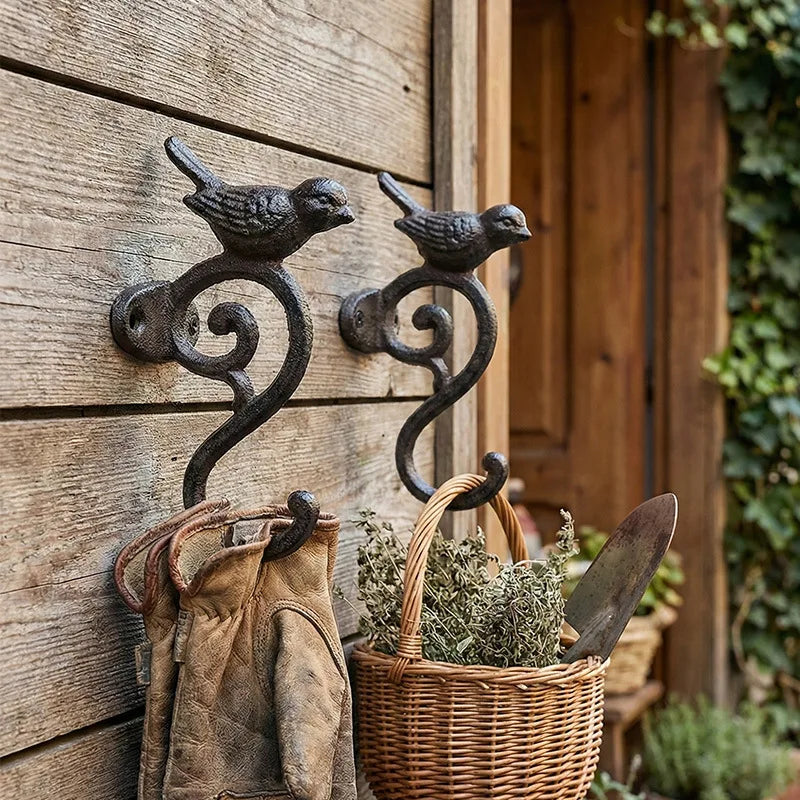 1-3Pcs Retro Bird Shaped S-Hook Heavy Duty Hanging Hook Multifunctional Organizer for Clothes Keys Garden Patio Home Decor Oasis Select