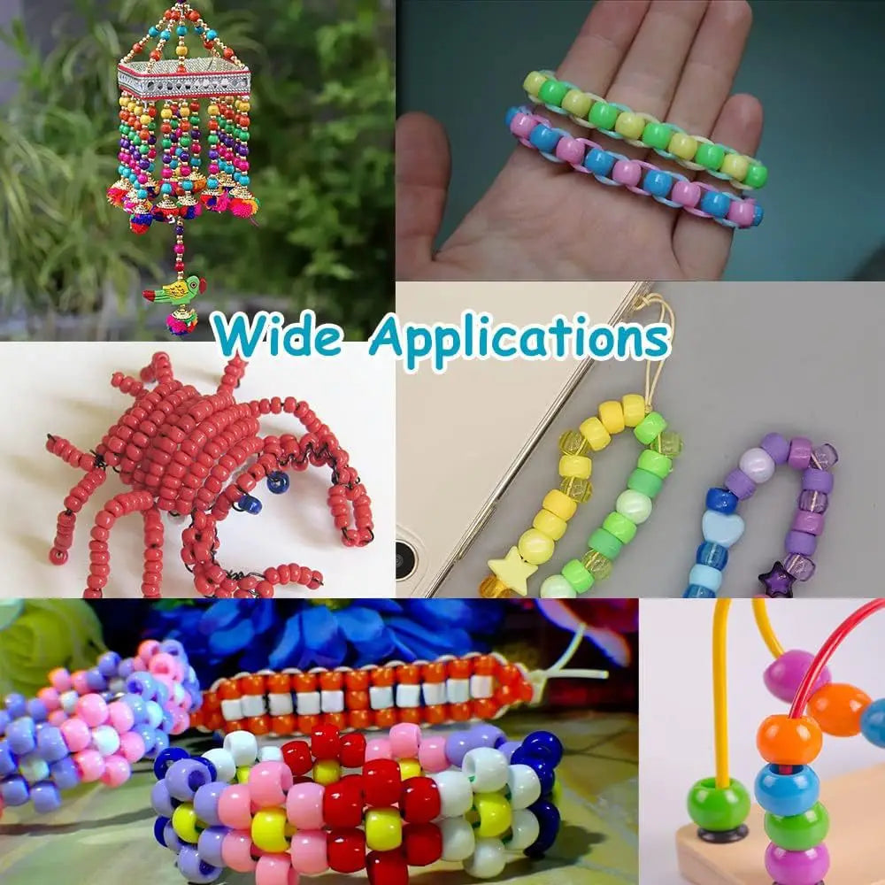 100Pcs Acrylic Pony Beads 6x9mm Bulk Plastic Large Hole Mix Pen Hair Kandi Beads for Friendship Bracelet Jewelry Making Braids Oasis Select
