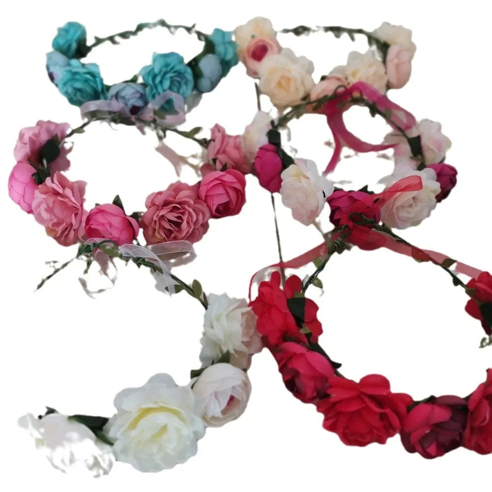 Simulation Flower Seaside Vacation Wreath Headband Women Hair Accessories Bride Headwear for Wedding Birthday Party Decor Oasis Select