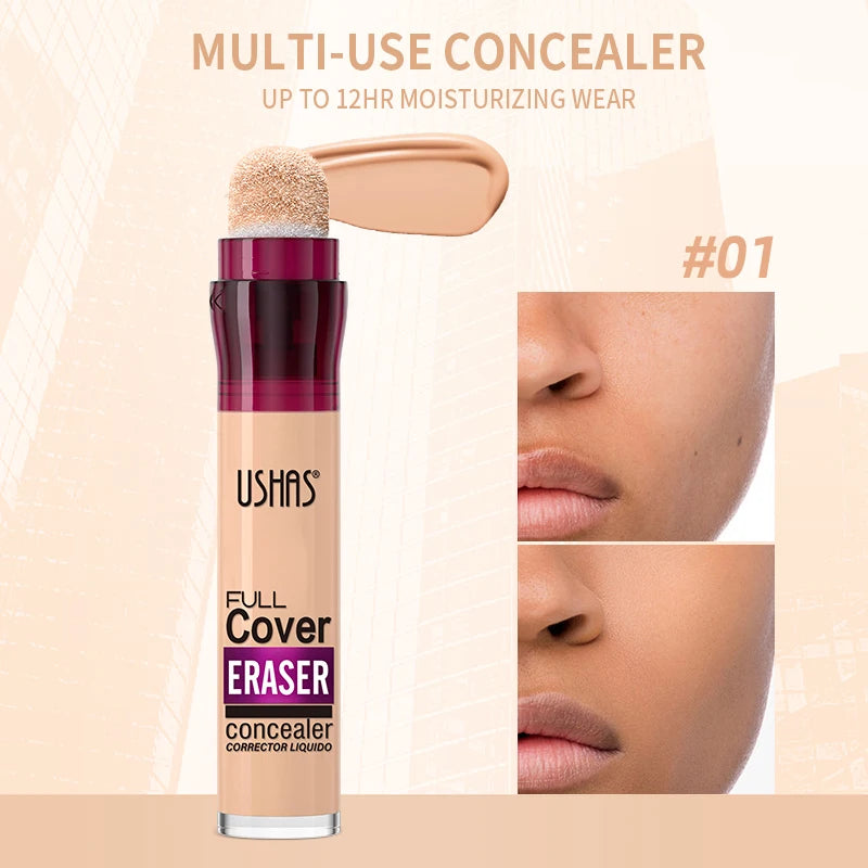 USHAS 12-Shade Liquid Concealer – Rotating Sponge, Long-Lasting