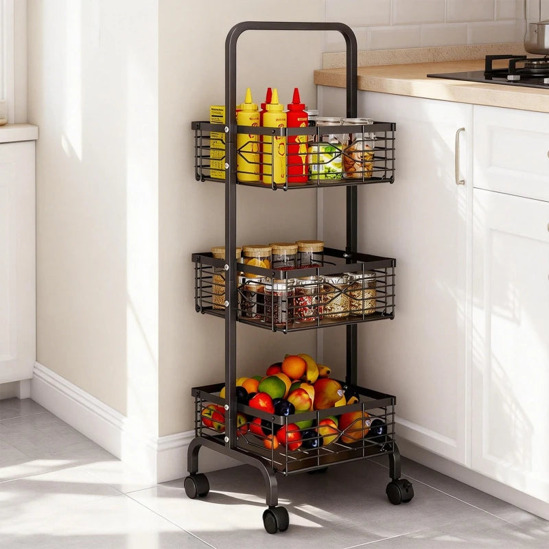 Kitchen Multifunctional Shelf Mobile Square Snack Toy Storage Rack Multi-layer Floor Household Fruit and Vegetable Cart Oasis Select