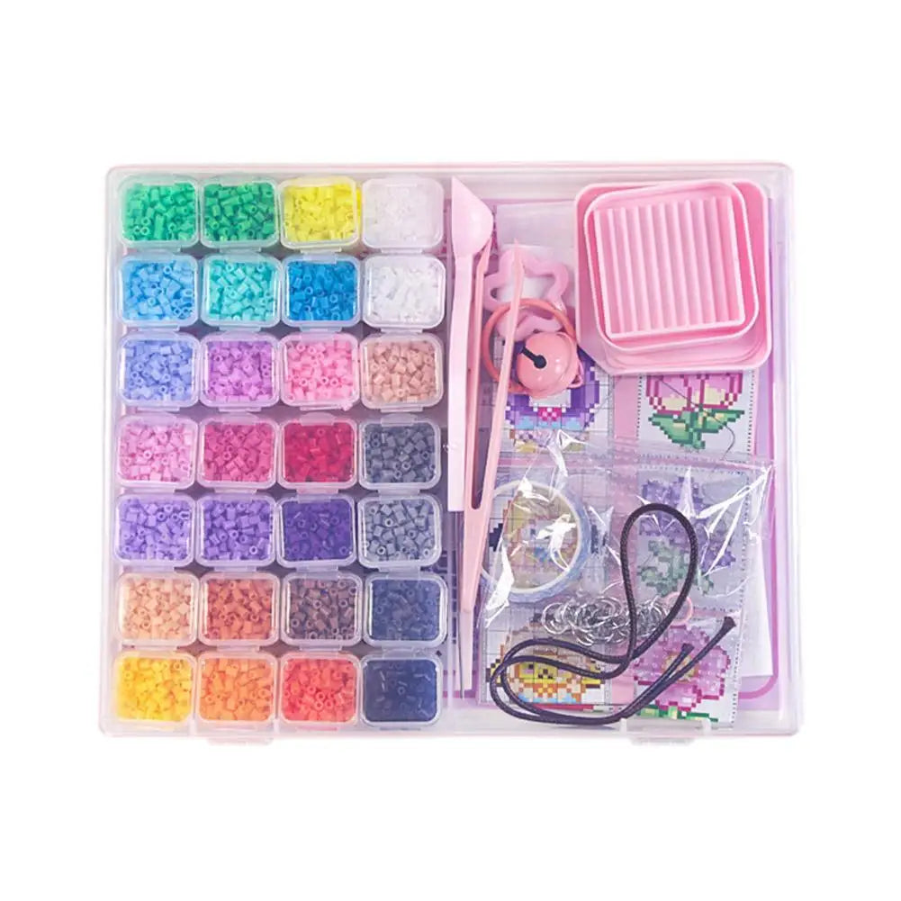 Perler Bead Kit DIY Tools 3D Puzzle Full Set Ironing Sheets / Fabric Keychains Chains 28 Colors Perler Beads Handmade Tools Kit Oasis Select