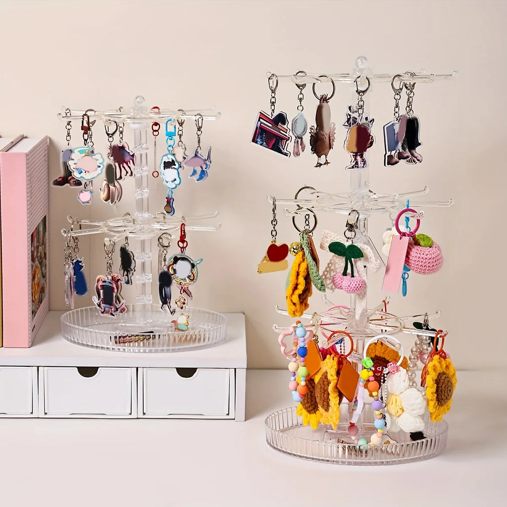 1pc multi-layer adjustablerotatable keychain storage rack jewelry bracelet desktop jewelry accessories display rack holiday gift Oasis Select