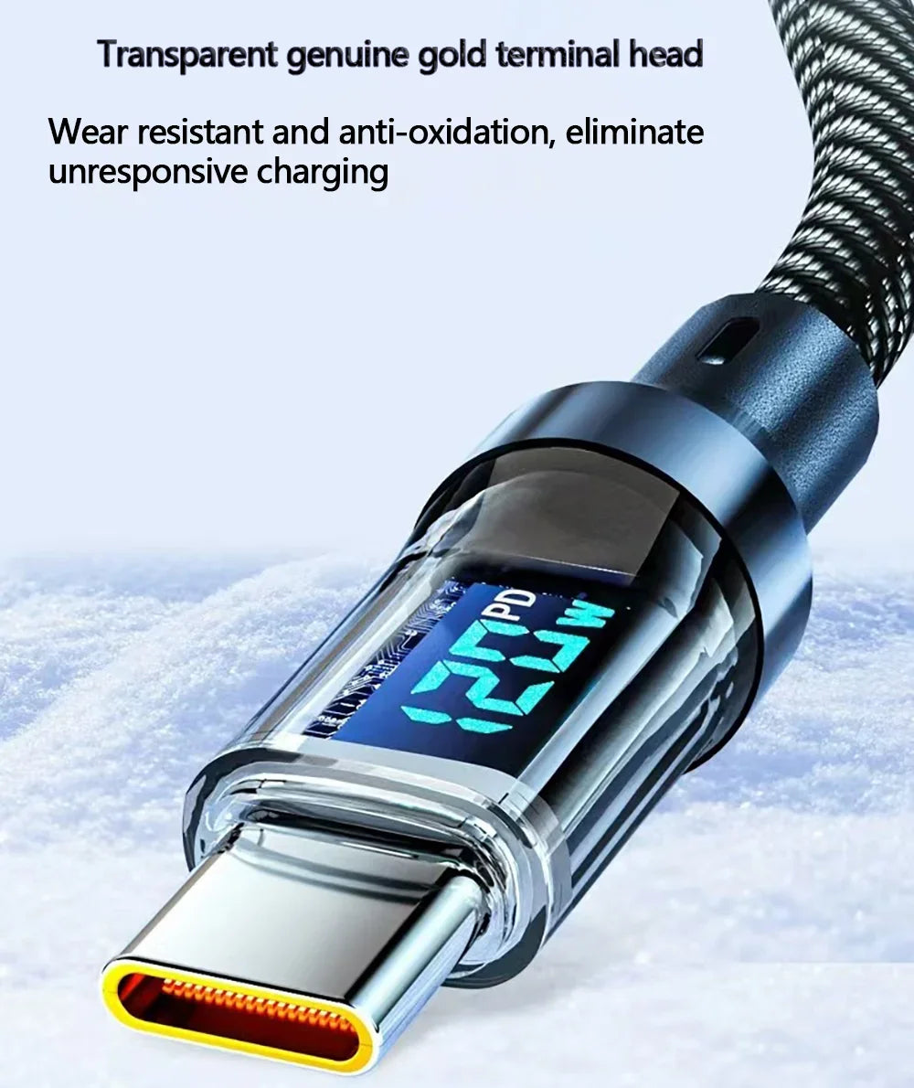 USB to TypeC or TypeC to TypeC Phone Super Fast Charging Cable Data Cord With LED Display, Xiaomi iPhone、Samsung not compatible Oasis Select