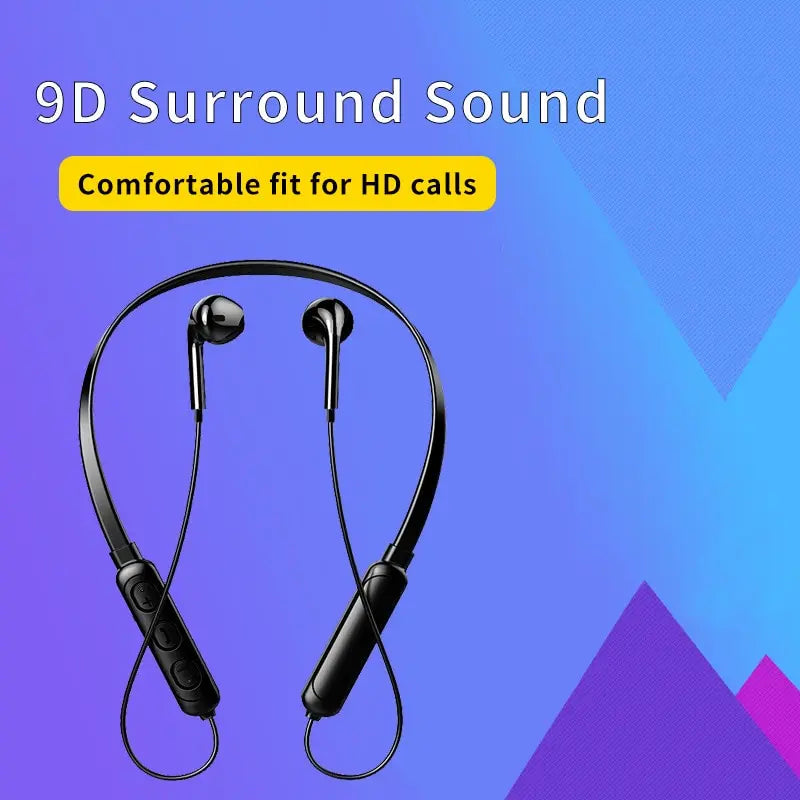 Wireless 9D Bluetooth Headset NeckHanging Stereo Noise Reduction Universal 5.0 Sports Headset Microphone Oasis Select