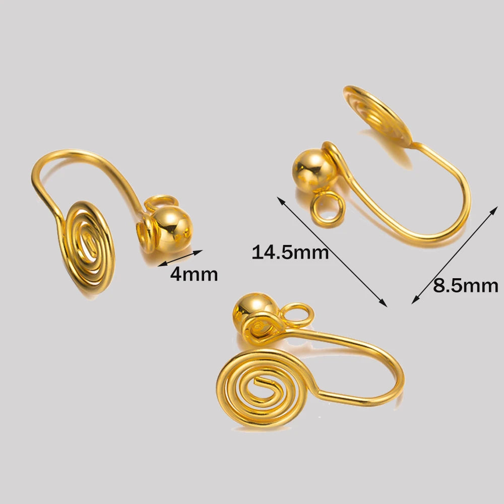 10/50pcs Stainless Steel Ear Clips Spiral Non Pierced Earrings Base for DIY Jewelry Making Supplies Components Findings Crafts Oasis Select